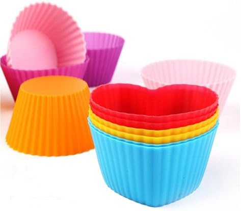 Silicone Baking Cups Muffin Cupcakes Liners Molds Sets in Storage Container Silicone Lunch Box Dividers Bento Box Accessories -36 Pack