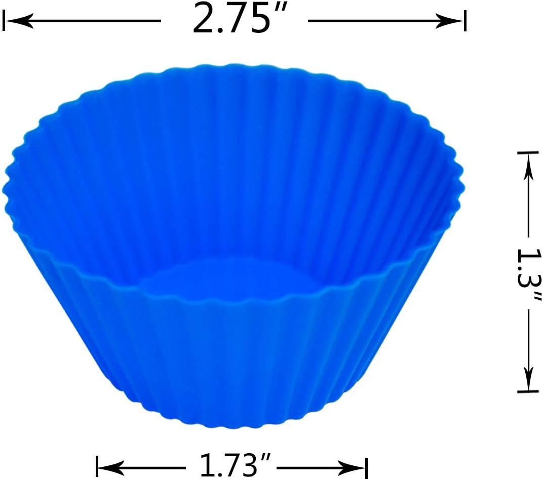 24 Pack Silicone Baking Cups Reusable Muffin Liners Non-Stick Cup Cake Molds Set Cupcake Silicone Liner Standard Size Silicone Cupcake Holder Reusable Cupcake Liners Christmas Gift (8 Rainbow Colors)