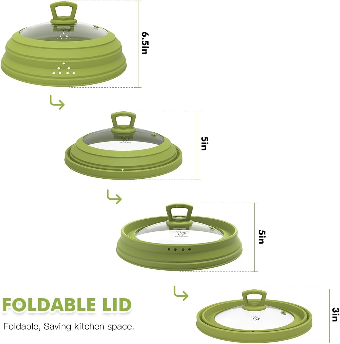 Microwave Splatter Cover Vented Glass Splatter Guard Lid with Collapsible Silicone for Food as Pot Cover 11.8 inch Large Plate for 6 7 8 9 10 11 inch Plate Bowl