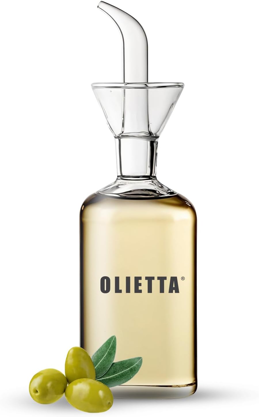 Olive Oil Dispenser Bottle Olietta Borosilicate Glass - 8.5 oz 250ml Non Drip Dispenser - Leak Proof Pourer Vinegar Drizzler Cruet - Easy Clean Drip Free Bottles for Kitchen