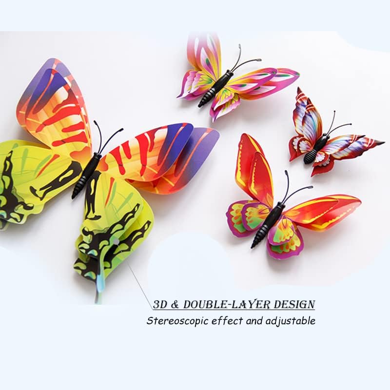 Butterfly Wall Decor 24/48 PCS, 3D Butterflies Stickers for Party Decorations with Magnets(Multiple Colour, 48)