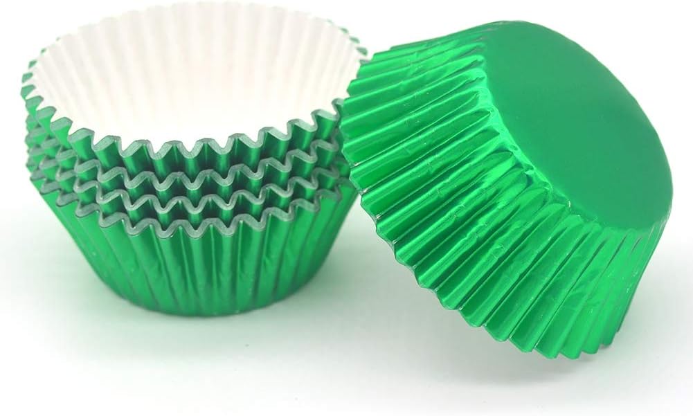 Standard Green Foil Cupcake Liners Muffin Baking Cups for Party and More, 100-Count