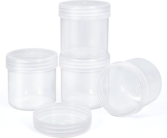 TSA Approved Wide Mouth Travel Size Containers, PP Clear Leak Proof Travel Plastic Jars with Lids for Creams Lotion Cosmetic, Jewelry Beads, Sample, Small Items Storage (3.4 oz, 4 Pcs)