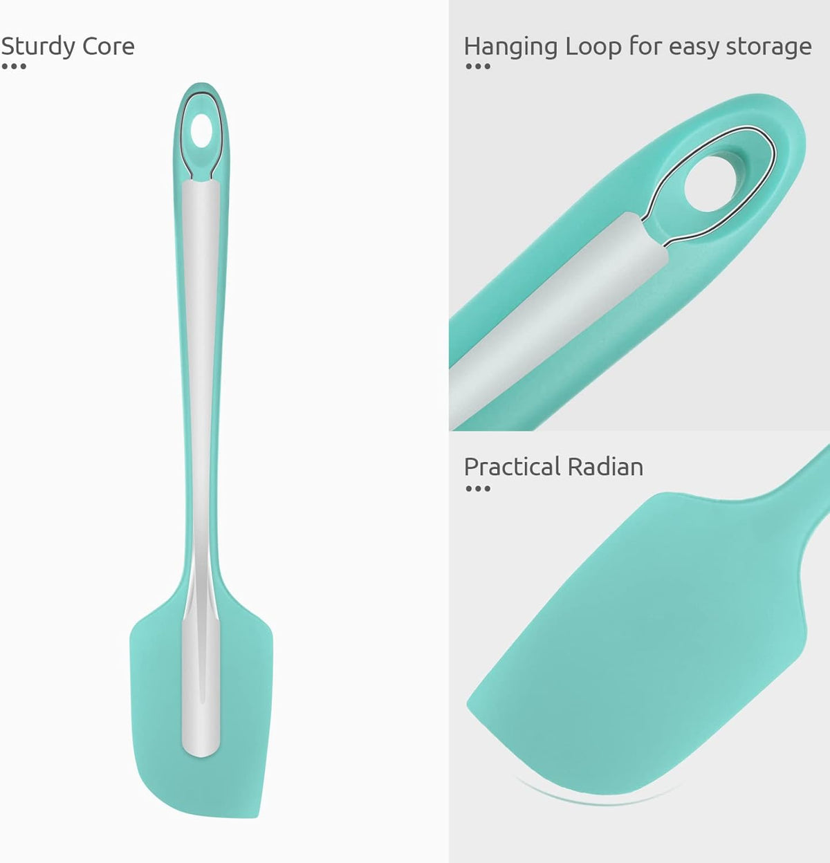 14in Extra Large Silicone Spatula: U-Taste 600ºF Heat Resistant Flexible Silicon Mixing Stirring Cooking Scraping Baking Bowl Scraper Seamless Spreader for Kitchen Nonstick Cookware (Aqua Sky)