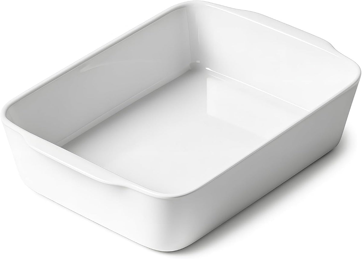 3.3 QT Ceramic Baking Dish, White Casserole Dish,Lasagna Pan for Oven, Bakeware for Baking, Kitchen Decor, Microwave Oven Safe, Dinner Party (8.7" x 11.8")