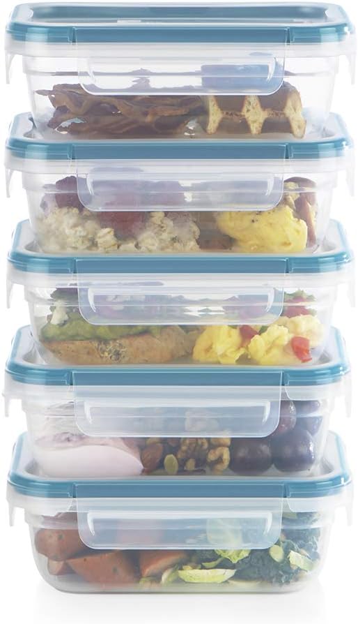 Snapware Total Solutions (10-Pack, 3 Cup) Plastic Food Storage Containers Set, Airtight & Leakproof Locking BPA-Free Lids Tupperware, Freezer Dishwasher Microwave Safe