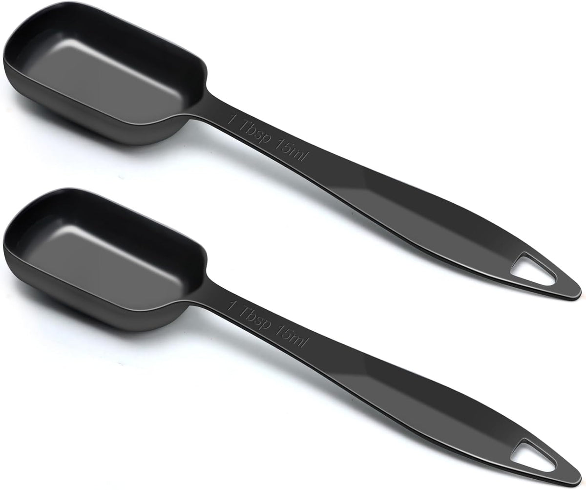 2 Pcs 1 Tablespoon(15 mL | 3 Tsp | 1 Tbsp | 15 cc | 1/2 oz) Stainless Steel Single Measuring Spoon, Long Handle Metal Measuring Spoon, Kitchen Gadgets for Cooking & Baking(Black)
