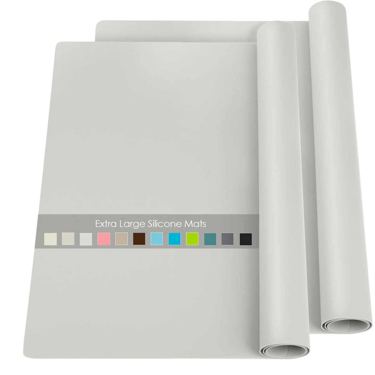 2 Pack Extra Large Silicone Mats for Countertop - Counter Table Protector Placemats for Baking Crafts, Light Gray Kids Dinner Placemat Nonstick Nonskid Heat-Resistant Kitchen Pad, 23.6'' x 15.6''