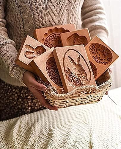 Wooden Cookie Mold - Biscuit Baking Cutter, Carved Embossing Stamp for DIY Shapes, Gingerbread, Pine Cone (Tit)