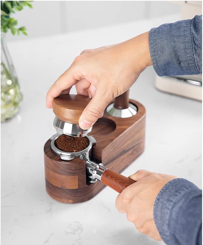 MOJAE 51mm Espresso Distributor, Espresso Distribution Tool, Coffee Distributor Adjustable Depth Espresso Leveler with Walnut Wood Handle, Fits for 51mm Portafilter