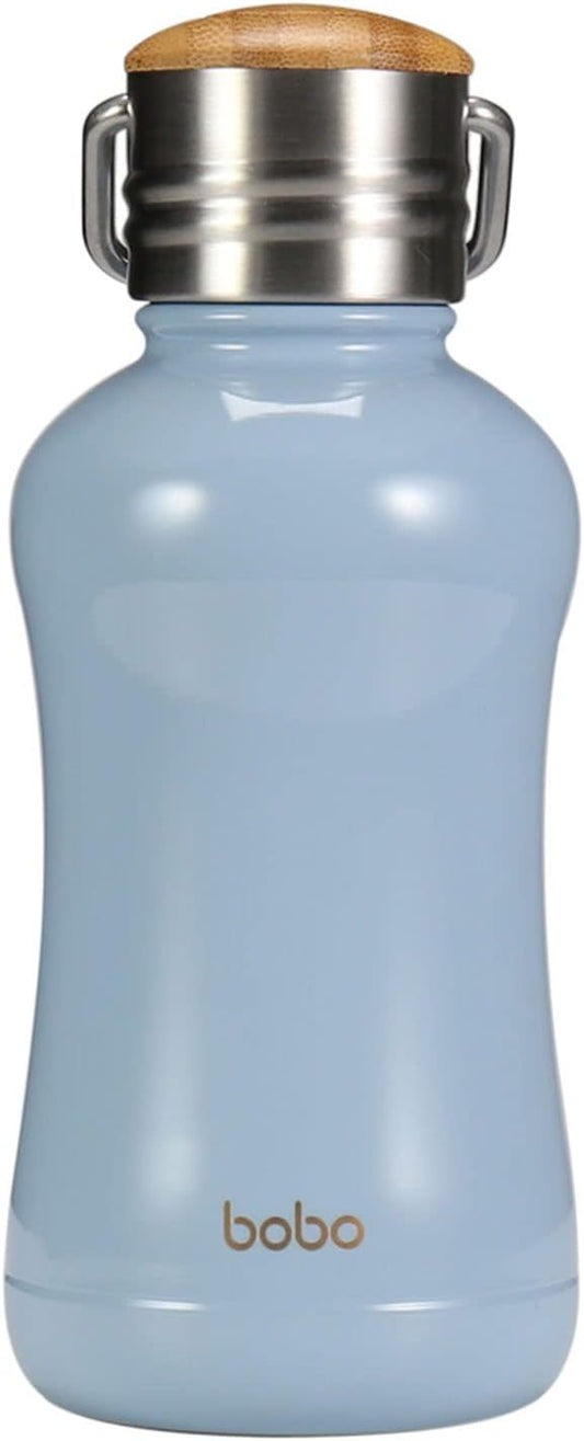YOHKOH Mini Insulated Water Bottle With Bamboo Lid - 8.8oz Small Vacuum Insulated Water Bottle for Women Kids, 12 Hrs Hot & 24 Hrs Cold Stainless Steel Thermos Leak-Proof BPA-Free (8.8oz,Blue)