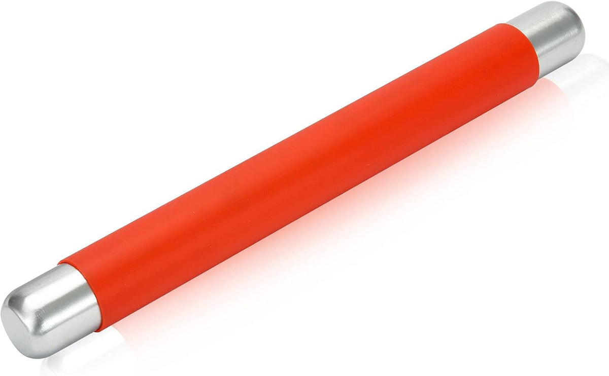 Rolling Pin Dough Roller for Baking with Thickened Non Stick Silicone Metal Handle Rolling Pin Stainless steel Fondant Roller Pin Cookie Pastry Kitchen Accessories 13.8 X 1.5 Inches