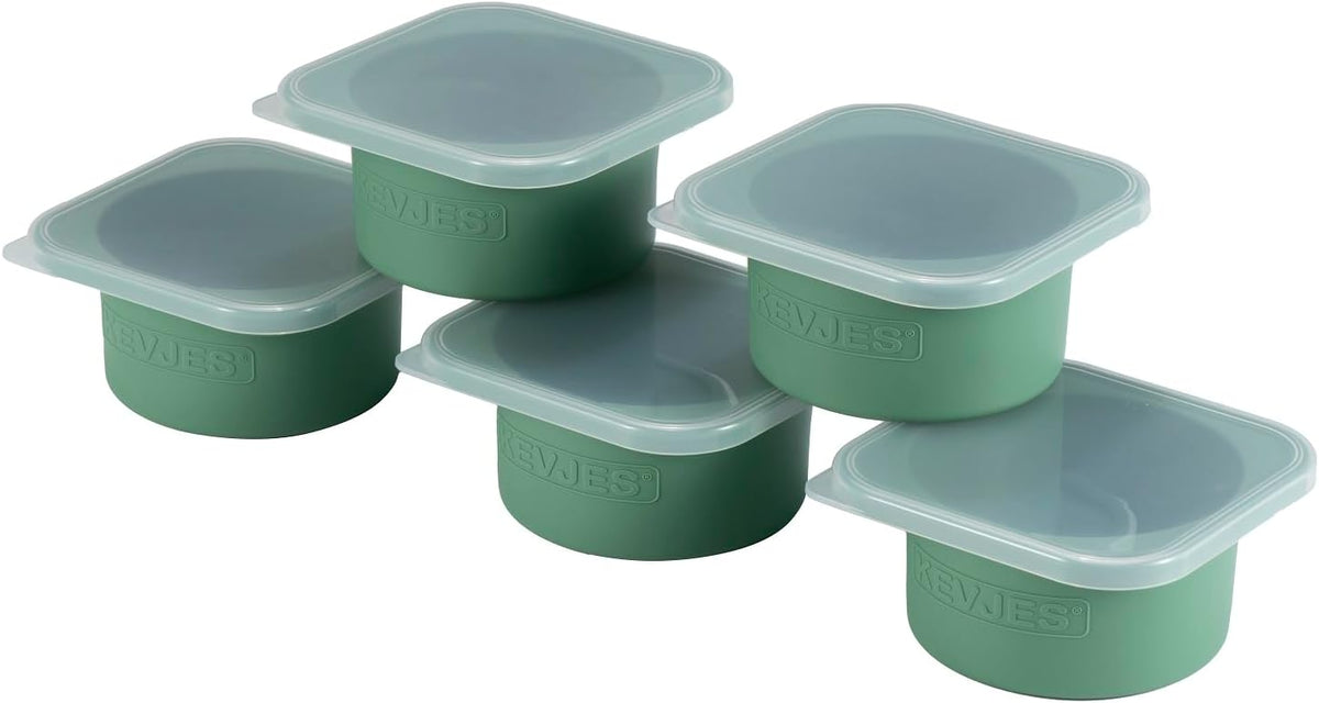 PLUS-Large 1000ml Pizza Dough Proofing Boxes for DIY Artisan Pizza, Food Grade Silicone Stackable Containers with Lids, Sturdy Reinforced Steel. Freezer, Fridge, Dishwasher Safe (5Green Plus)