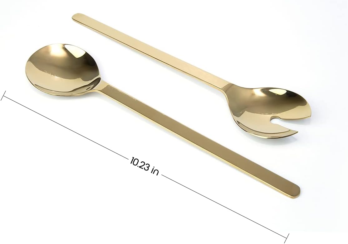 Regent 18/10 CONTEMPO Chromeplated 9.8”inch 25cm Salad Bowl with Stainless Steel Servers Salad Bowls, Big Salad Bowls with Perfect for Fruits, Vegetable or Salads (Gold)