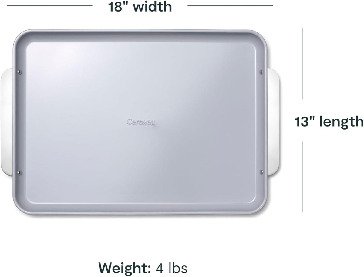 Caraway Non-Stick Ceramic Large Baking Sheet Duo - Naturally Slick Ceramic Coating - Non-Toxic, PTFE & PFOA Free - Perfect for Baking, Roasting, and More - Large (18" x 13") - White