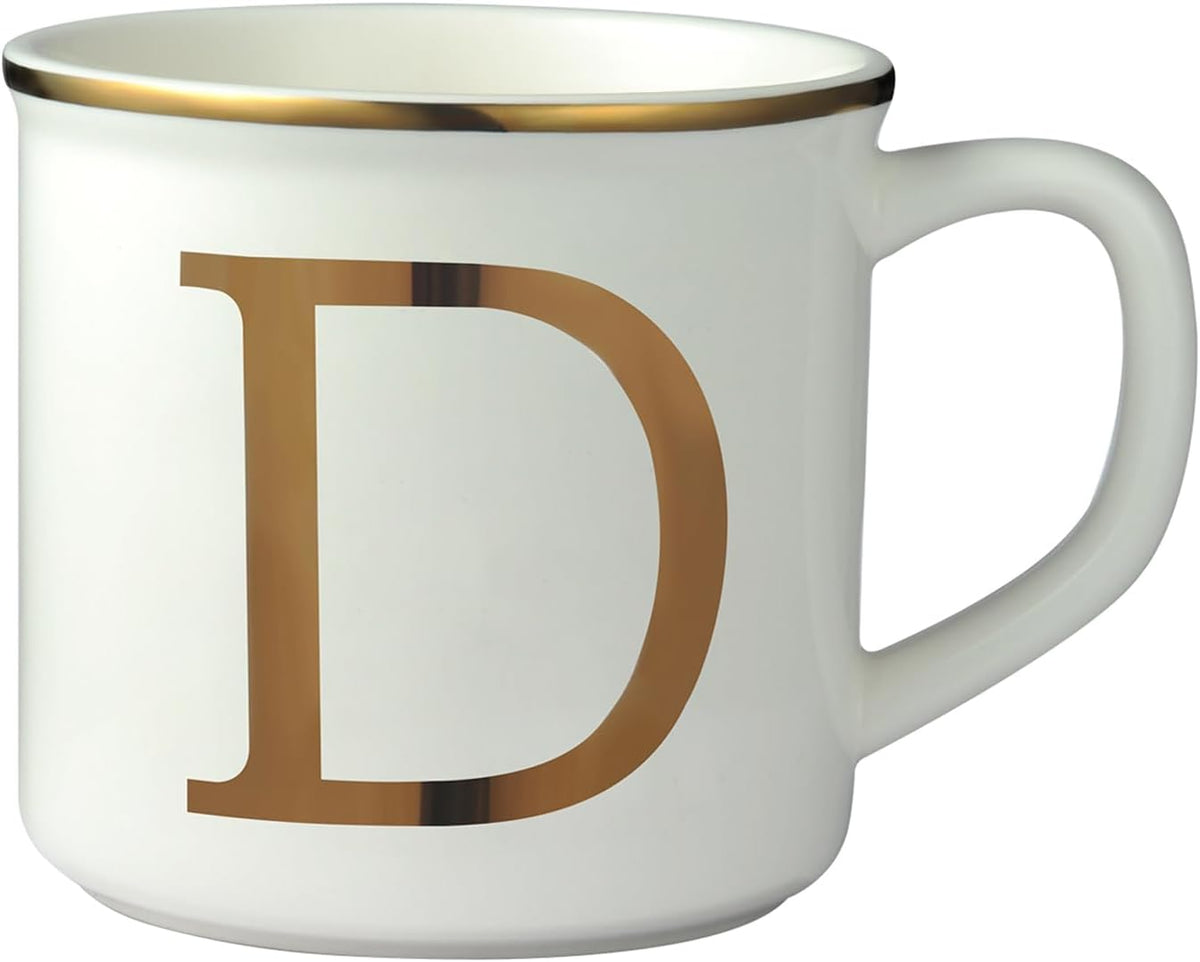 Miicol Ceramic Coffee Mug 16 oz, Monogram Coffee Cup, Golden Initial Tea Mug, Personalized Tea Cup, Unique Gift, Large Mug for Home, Office, Letter D