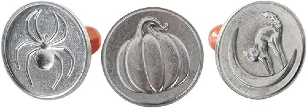 Nordic Ware 1260 Spooky Cast Cookie Stamps, 3-inch rounds, Silver