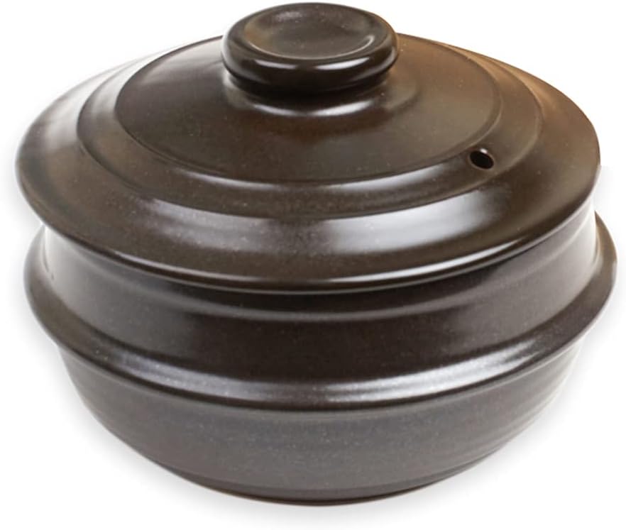 Crazy Korean Cooking Dolsot Korean Stone Bowl with Lid (No Trivet) (Size 4)