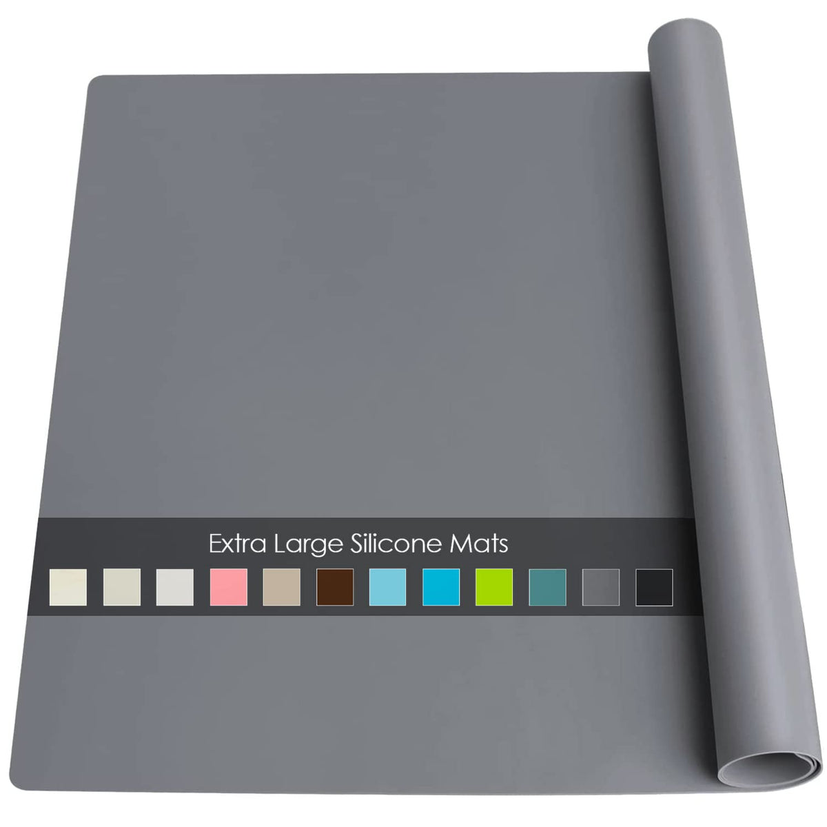 Extra Large Silicone Mats For Kitchen Counter, 27.6'' x19.7'' Silicone Placemats for Kids, Nonstick Nonskid Silicone Mat for Baking Crafts, Waterproof Heat Resistant Mat Coffee Mat, Dark Gray, 1Pcs