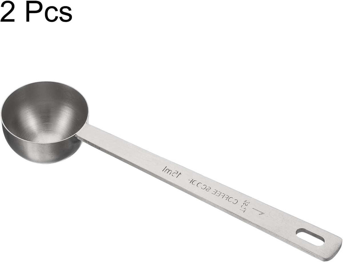 HARFINGTON 2pcs Coffee Scoop Spoon 1tbsp (3tsp, 15ml) 304 Stainless Steel Long Handle Teaspoon/Tablespoon Measuring Spoons Scoops for Tea Sugar Kitchen, Silver