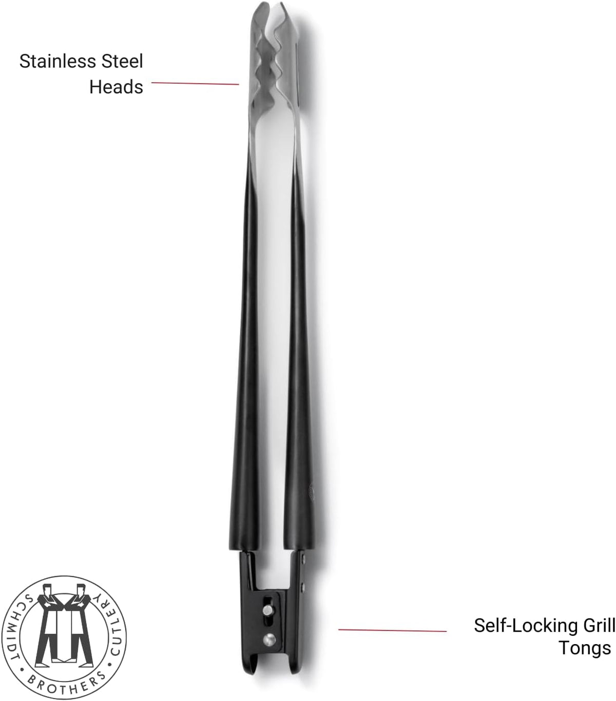 Schmidt Brothers - BBQ Carbon 6, 4-Piece Grilling Accessory Set, Full-Forged Stainless Steel Grilling Utensils Including Spatula, Fork, Basting Brush, and Tongs with All Wood Handles