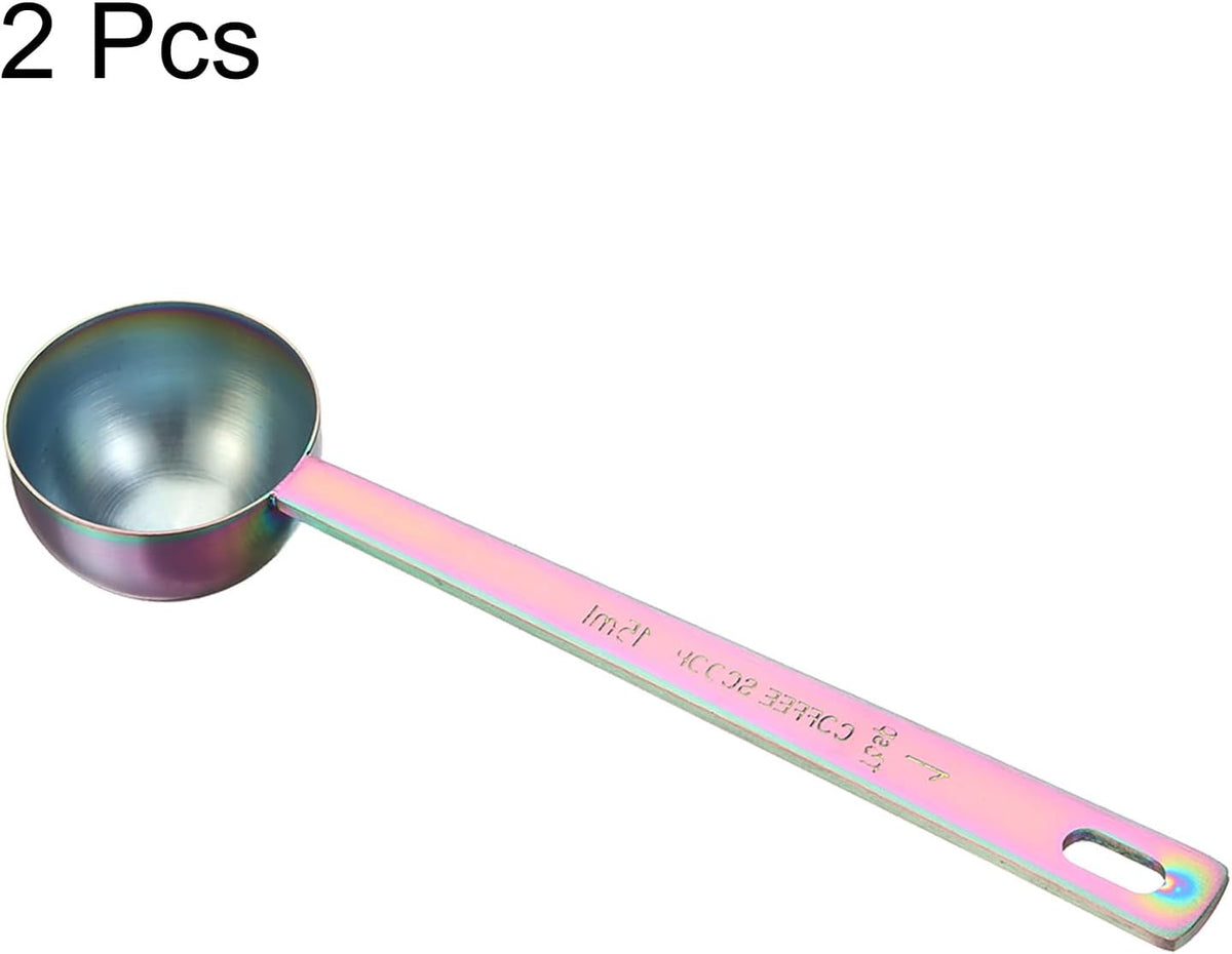 HARFINGTON 2pcs Coffee Scoop Spoon 1tbsp (3tsp, 15ml) 304 Stainless Steel Long Handle Teaspoon/Tablespoon Measuring Spoons Scoops for Tea Sugar Kitchen, Multicolor