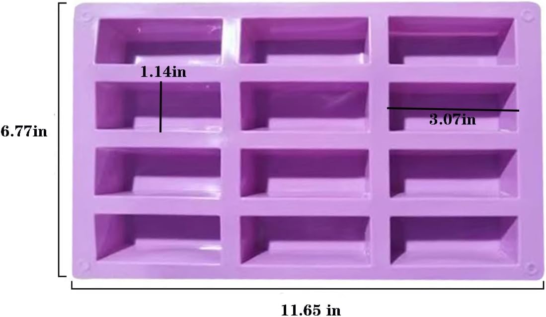 3Pcs oat bar mold - 12rectangle silicone molds - Chocolate silicone mold for baking candies/energy bars, cheesecake, dried fruit cereal cookies (3, purple)