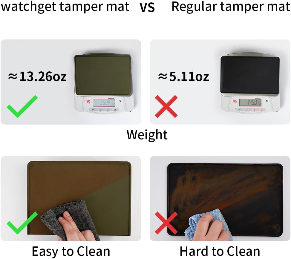 watchget Espresso Tamping Mat, Coffee Tamper Mat, Olive Silicone Food Grade Pad, 8Inch X 6Inch Coffee Tamp Station, Espresso Accessory, Dustproof Waterproof and Heat Resistant
