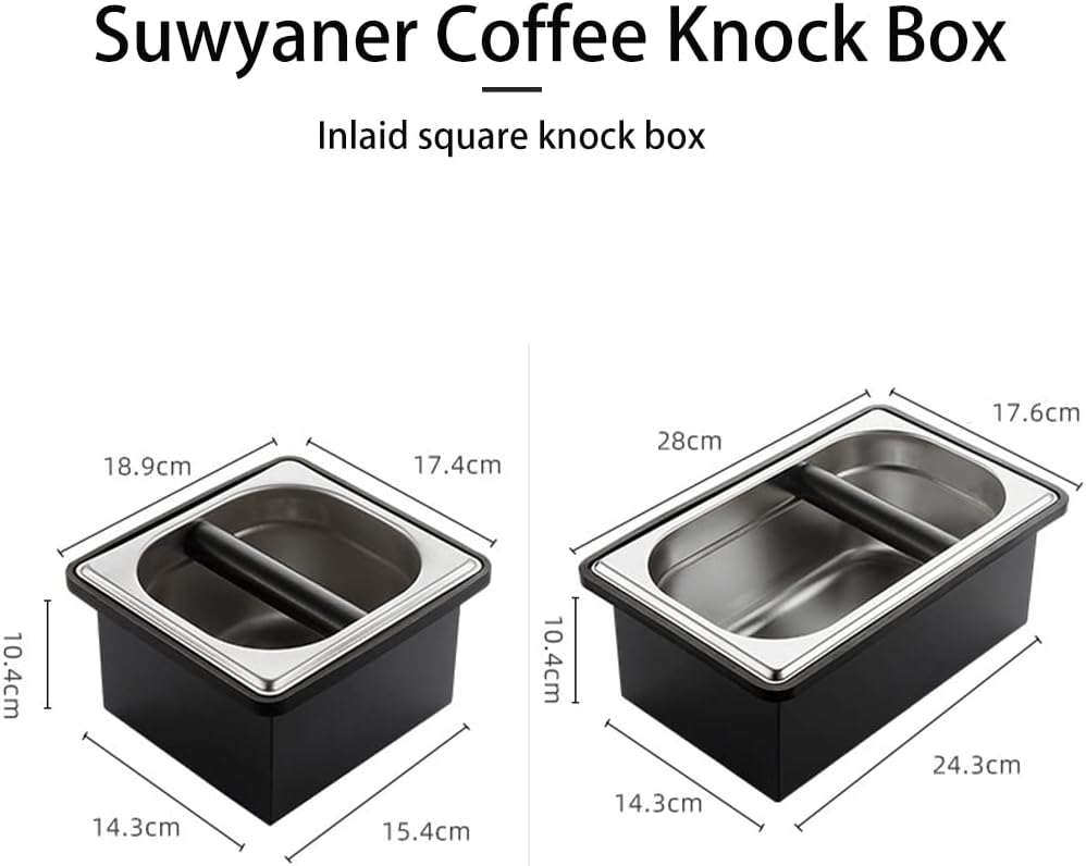 Coffee Knock Box, Stainless Steel Dump Bin Espresso Knock Box for Coffee Grounds with Removable Non-Slip Base Shock-Absorbent for Knocking Portafilter Filter Grinds (S)