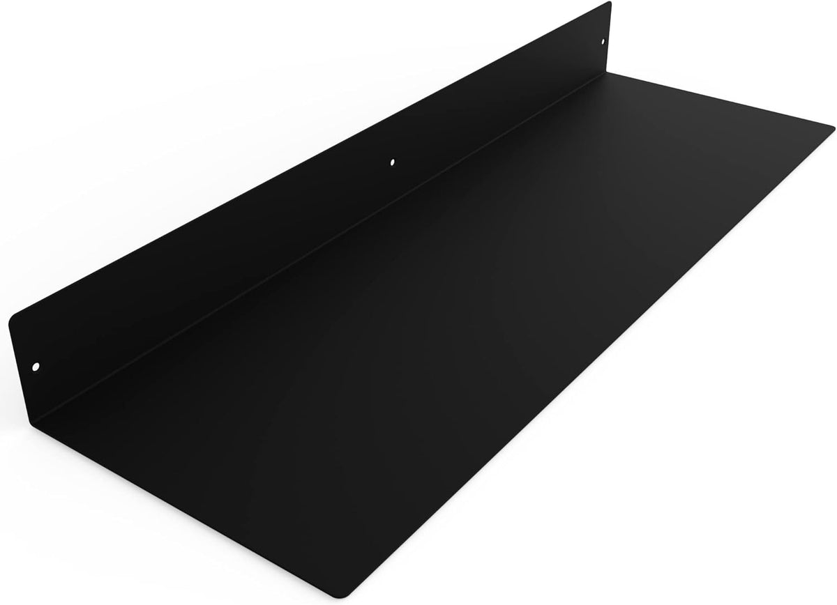 DIY CARTEL Made in USA Linear Floating Shelf - Steel/Metal - Professionally Powder Coated - Industrial Heavy Duty Wall Mounted Modern Rustic Shelf Ledge (24-in X 8-in Powder Coated Matte Black)