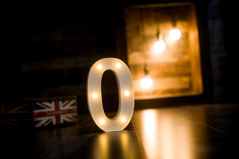 Foaky Decorative Led Marquee Light Up Number, Marquee Light Up Number Sign for Night Light Wedding Birthday Party Christmas Home Bar Decoration Number(0)