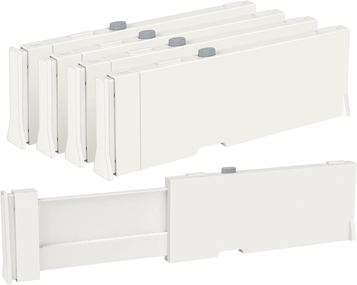 Vtopmart 4 Pack Drawer Dividers for Clothes, 4" High 11.6"-17" Adjustable Expandable Dresser Drawer Organizer, Plastic Drawers Separators for Dresser, Baby Clothes, Underwear, Kitchen & Office Storage