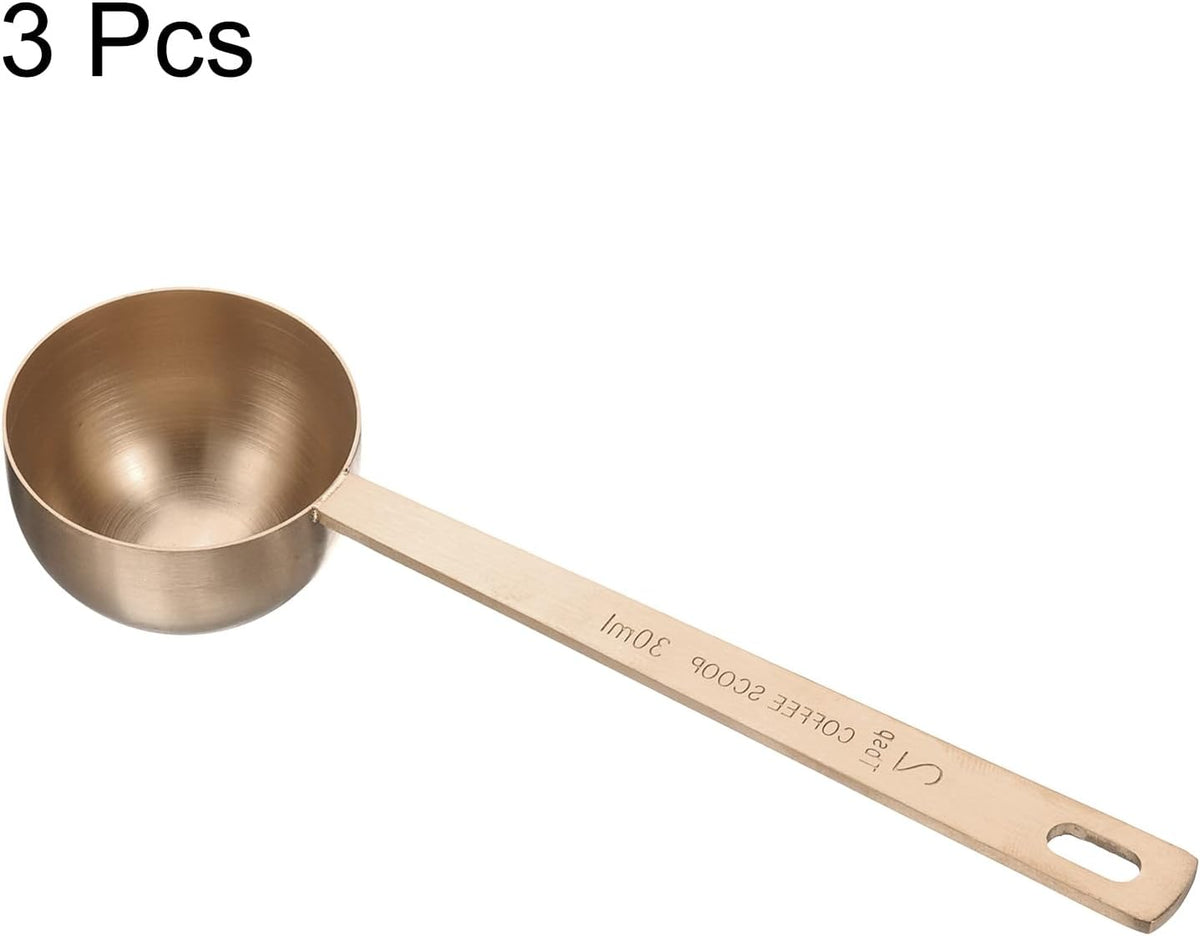 HARFINGTON 3pcs Coffee Scoop Spoon 2tbsp (6tsp, 30ml) 304 Stainless Steel Long Handle Teaspoon/Tablespoon Measuring Spoons Scoops for Tea Sugar Kitchen, Rose Gold
