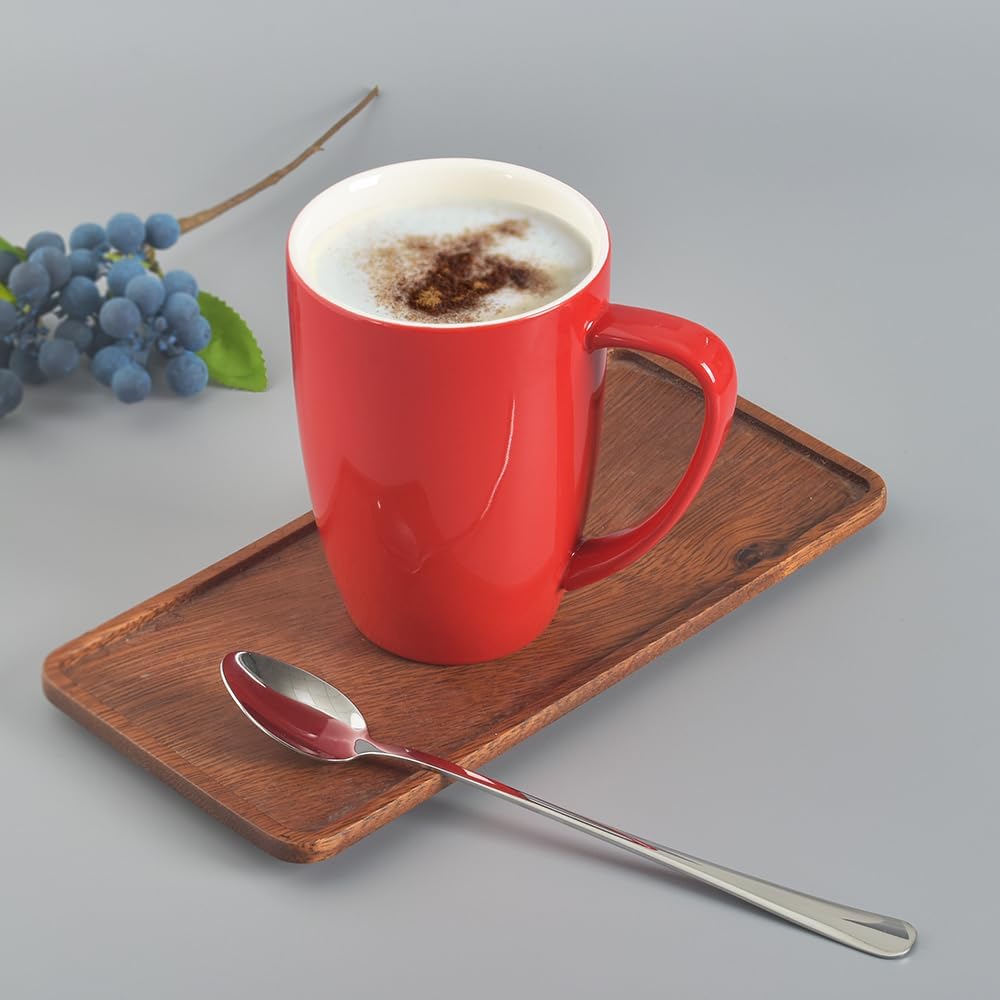 homEdge Porcelain Mug Set, 16 Ounces Cup for Tea, Latte, Mocha, Hot Chocolate, Set of 6, Red