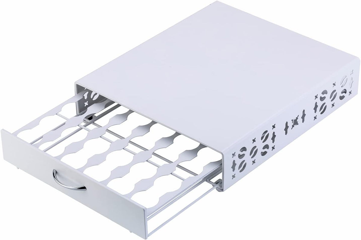 Rice rat Coffee Pod Holder for Keurig Pods iron Top Drawer,K Cup Holder Capsule Display Storage compatibility 42 k-cup Pods (white)