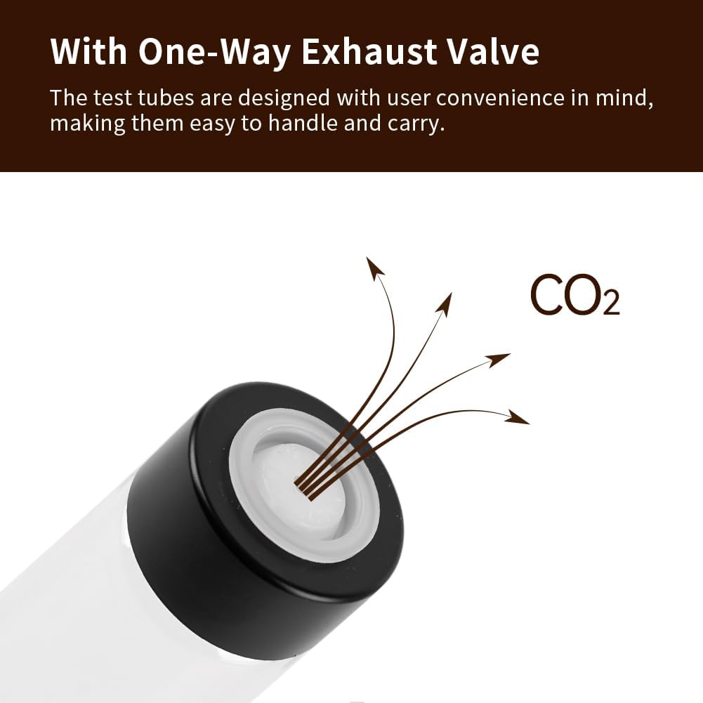 watchget Coffee Bean Storage Tubes Single Dose Coffee Bean Cellars 8 Pcs with One-way Exhaust Valve Sealed Airtight Coffee Bean Storage Jars with Hopper, Wooden Display Stand, A