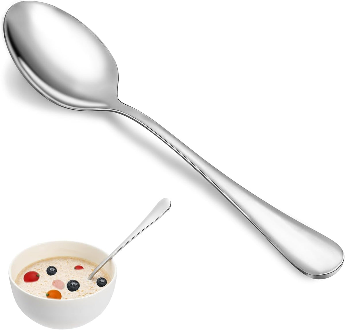 24 Pcs Dinner Spoon Set,Premium Food Grade Stainless Steel Spoons,Durable Metal Spoons,Tablespoon,Spoons Silverware Only,Mirror Finish & Dishwasher Safe,Use for Home,Kitchen and Restaurant - 7.3 inch