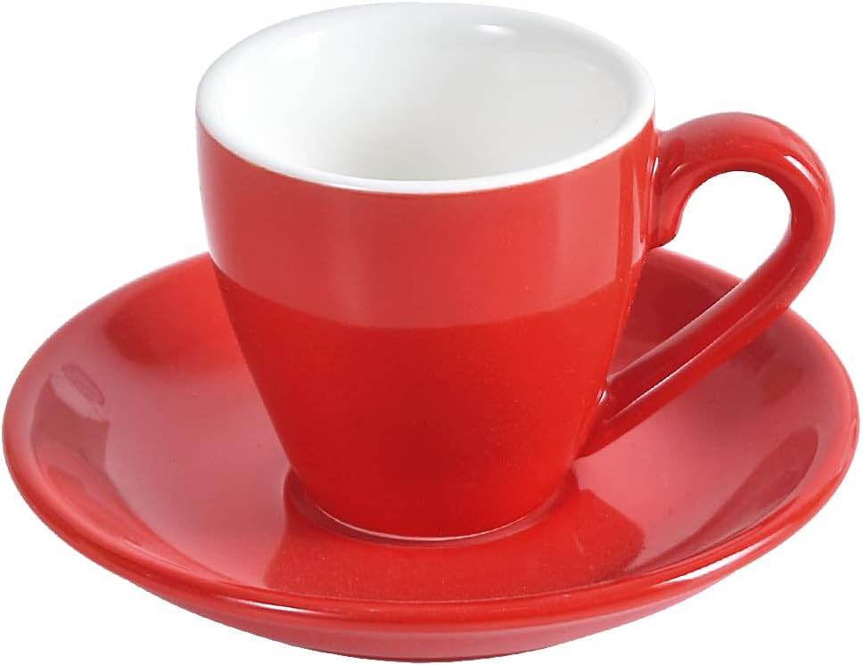 Porcelain Espresso Cup with Saucer, Espresso shot Cup, 80ml/2.7Oz, Red…