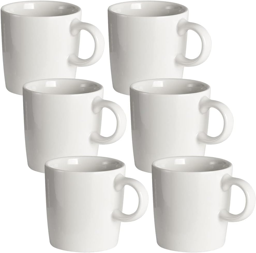 homEdge Mini Procelain Espresso Cup, 4 Ounces / 120 ml Tiny Ceramic Coffee Mugs Demitasse for Espresso, Tea- Set of 6, White