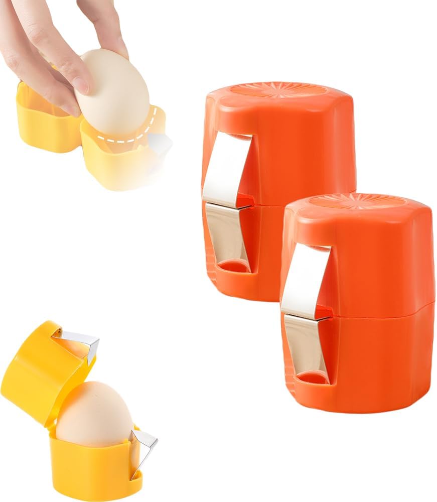 2026 New Egg opener, Egg Shell Separator for Raw Eggs Gadgets Cracker Tool, Upgrade Stainless Steel Egg Cutter Egg Cracker Tool Multifunctional Egg Cutter Multipack (2, Orange)
