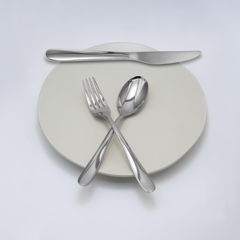 Stainless Steel 18PCS Dinner Set combo with 6 Dinner Knives, 6 Dinner Forks, 6 Dinner Spoons，Silverware Set for Home, Kitchen and Restaurant, Mirror Polished& Dishwasher Safe