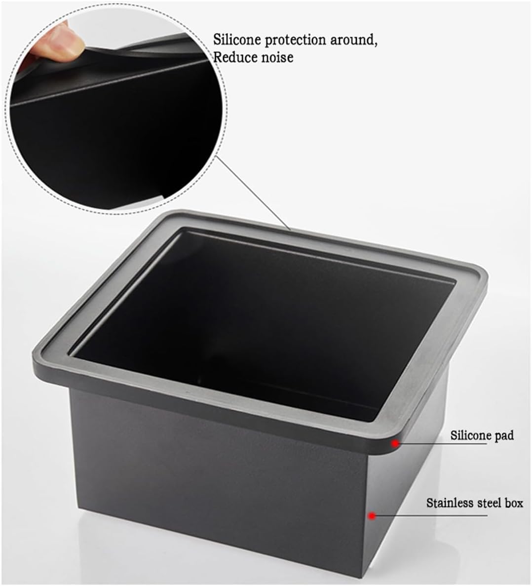 Espresso Coffee Knock Box, Large Coffee Coffee Grounds Knock Box Container Coffee Machine Accessories, Stainless Steel Coffee Bin Grind Knock Out Box with Removable Knock Bar and Non Slip Base