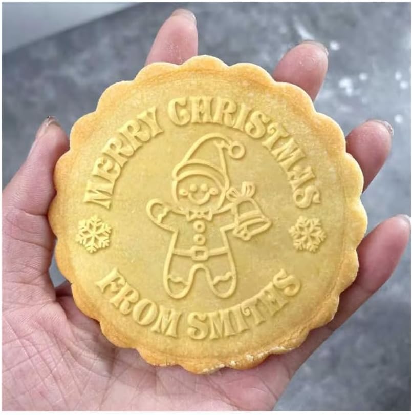 2025 Personalized Christmas Cookie Stamp Unique 3D Embossed Design Fun Tool for Baking Art (D)