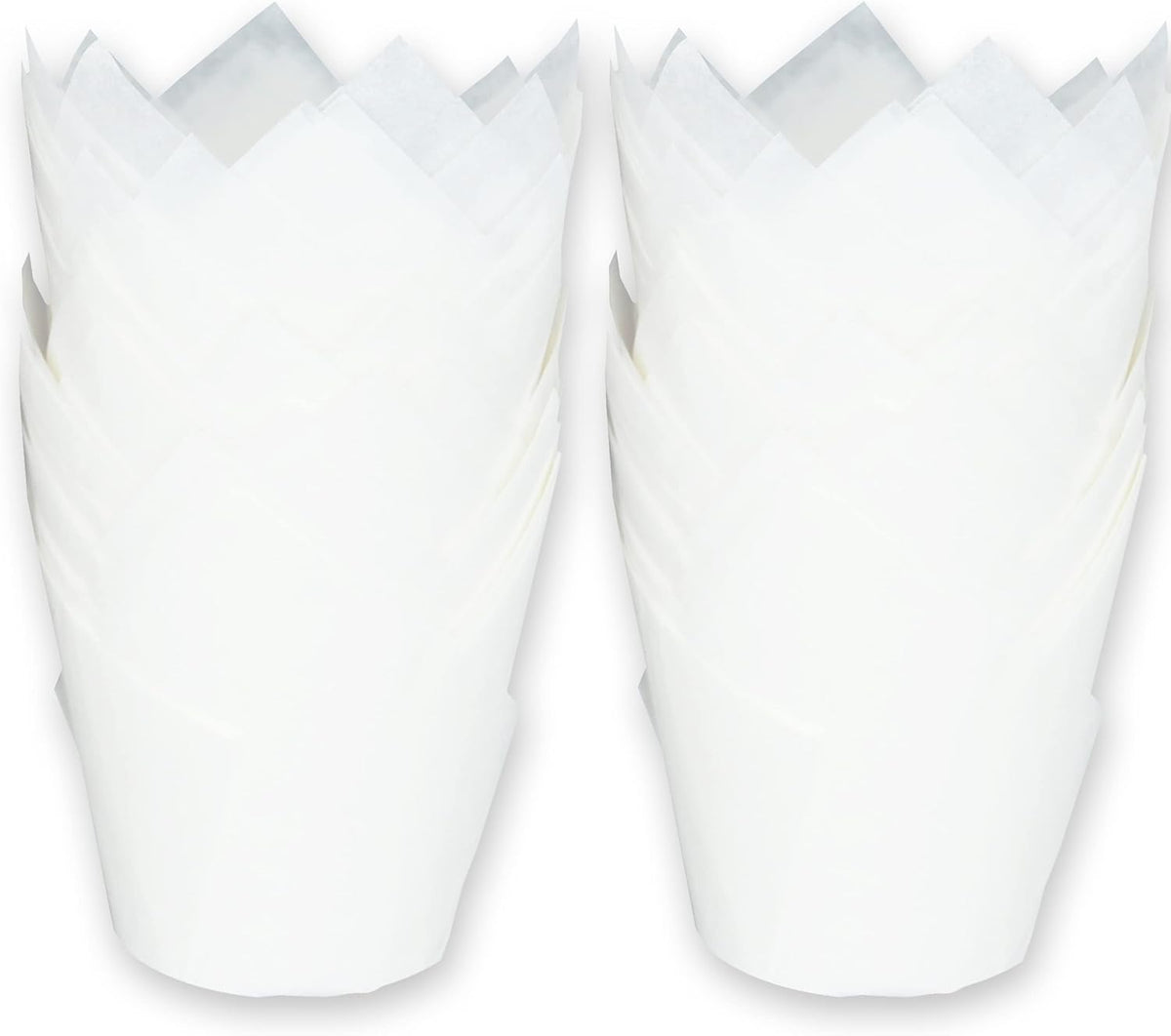 Large size White Tulip Baking Cups 2-1/4"(Base diameter) x 4"(Wall height) Greaseproof paper baking cupcake Muffin liners, Case of 130 pcs