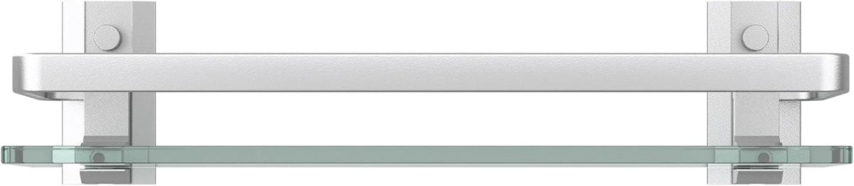 Danpoo Clear Tempered Glass Wall Shelf, Wall-Mounted Organizer for Bathroom, Kitchen(Matte Silver)