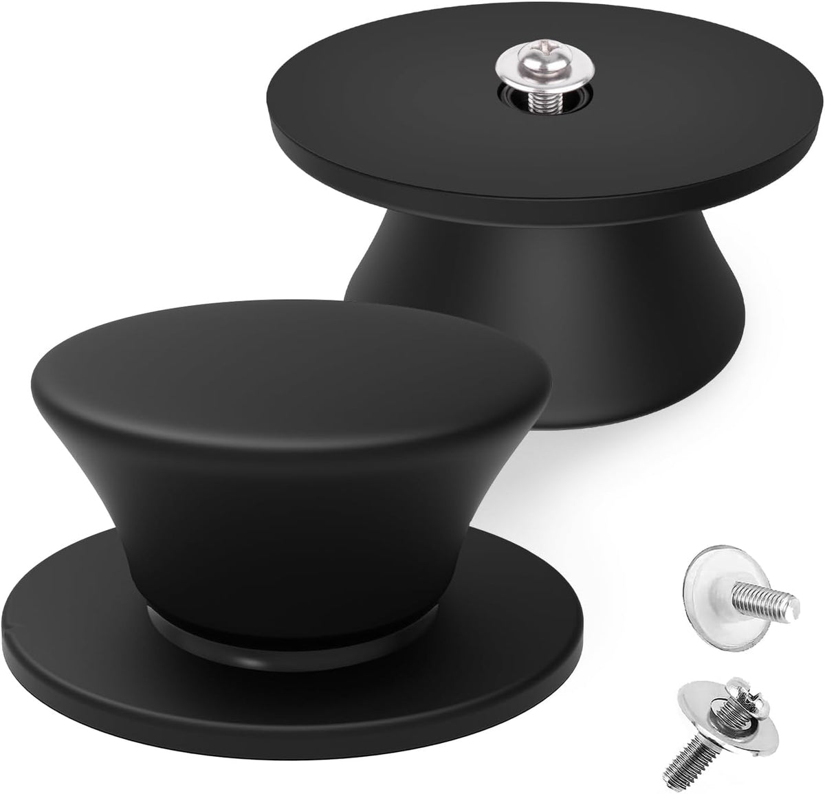 Universal Silicone Pot Lid Replacement Knob, Heat Resistant Pan Lid Holding Handles, Soft Non-Slip Knob for Slow Cookers, Skillets and Kitchen Cookware Covers (2 Pack Black)