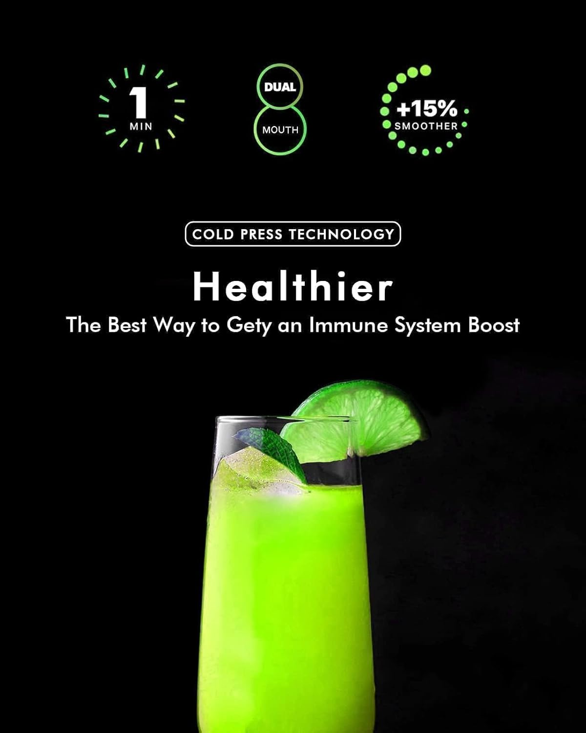 SiFENE Cold Press Juicer, 3” Wide Dual Chute Whole Slow Masticating Juicer Machine with Anti Clog Function for Celery Wheatgrass, Fruit and Vegetable Juice Extractor, Non-BPA, Easy to Clean