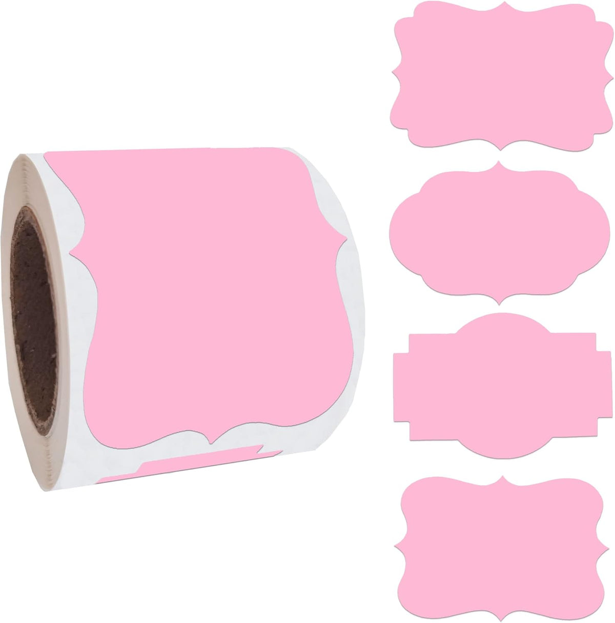 2 x3 Pink Label Stickers, Self-Adhesive Gift Tag Stickers, Write on Blank Labels for Essential Oil Bottles, Gifts, Name Tags, Fancy Shapes 200PCS