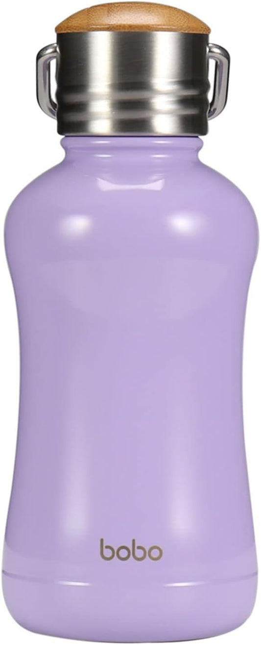 YOHKOH Mini Insulated Water Bottle With Bamboo Lid - 8.8oz Small Vacuum Insulated Water Bottle for Women Kids, 12 Hrs Hot & 24 Hrs Cold Stainless Steel Thermos Leak-Proof BPA-Free (8.8oz,Violets)