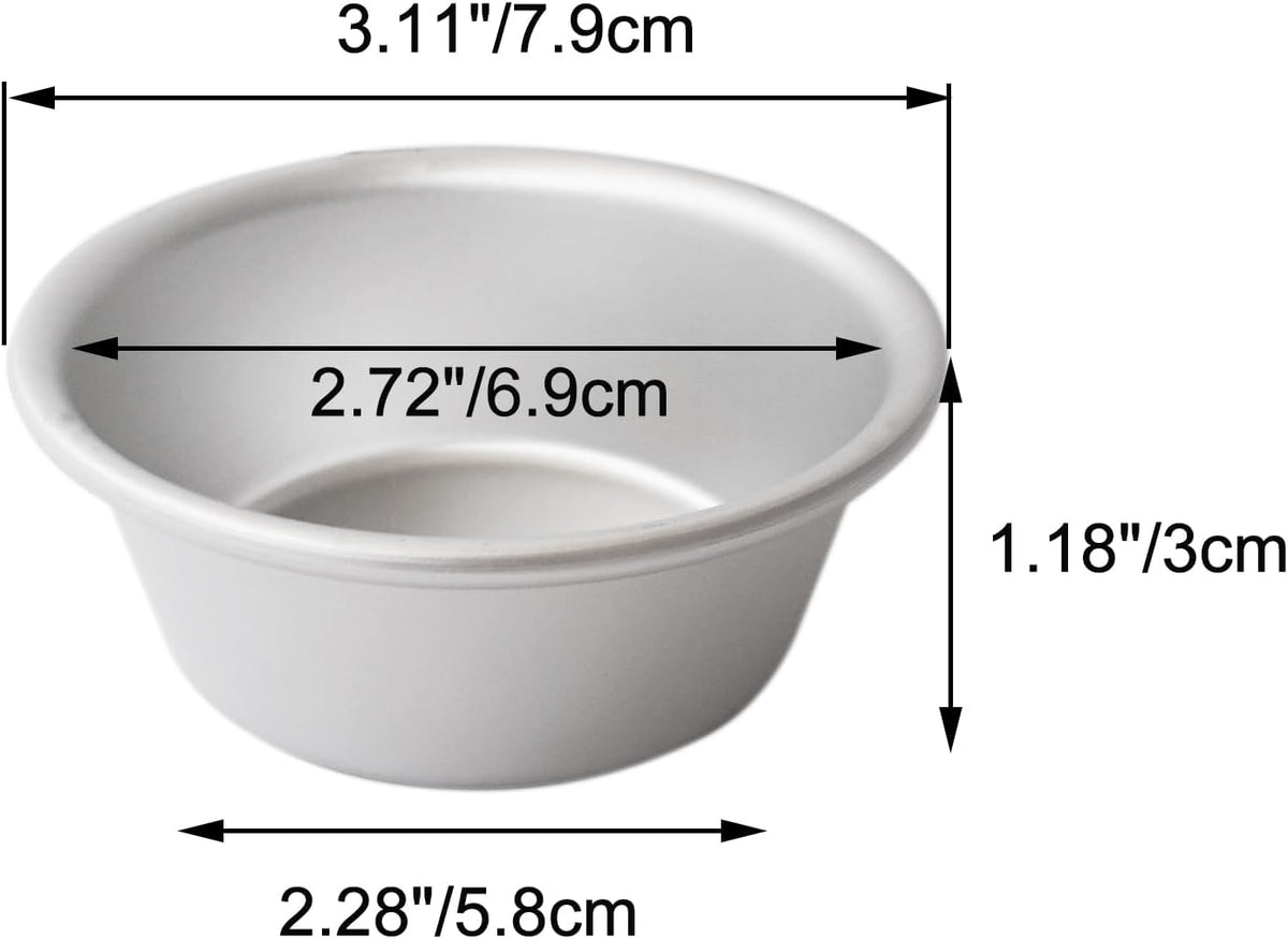 Aluminum Alloy Tart Pan, 3 Inch Cute Flan Mold, 10 Pieces Egg Tart Molds for Baking Pastel de Nata, Pie, Tartlet, Popover - Silver Tin